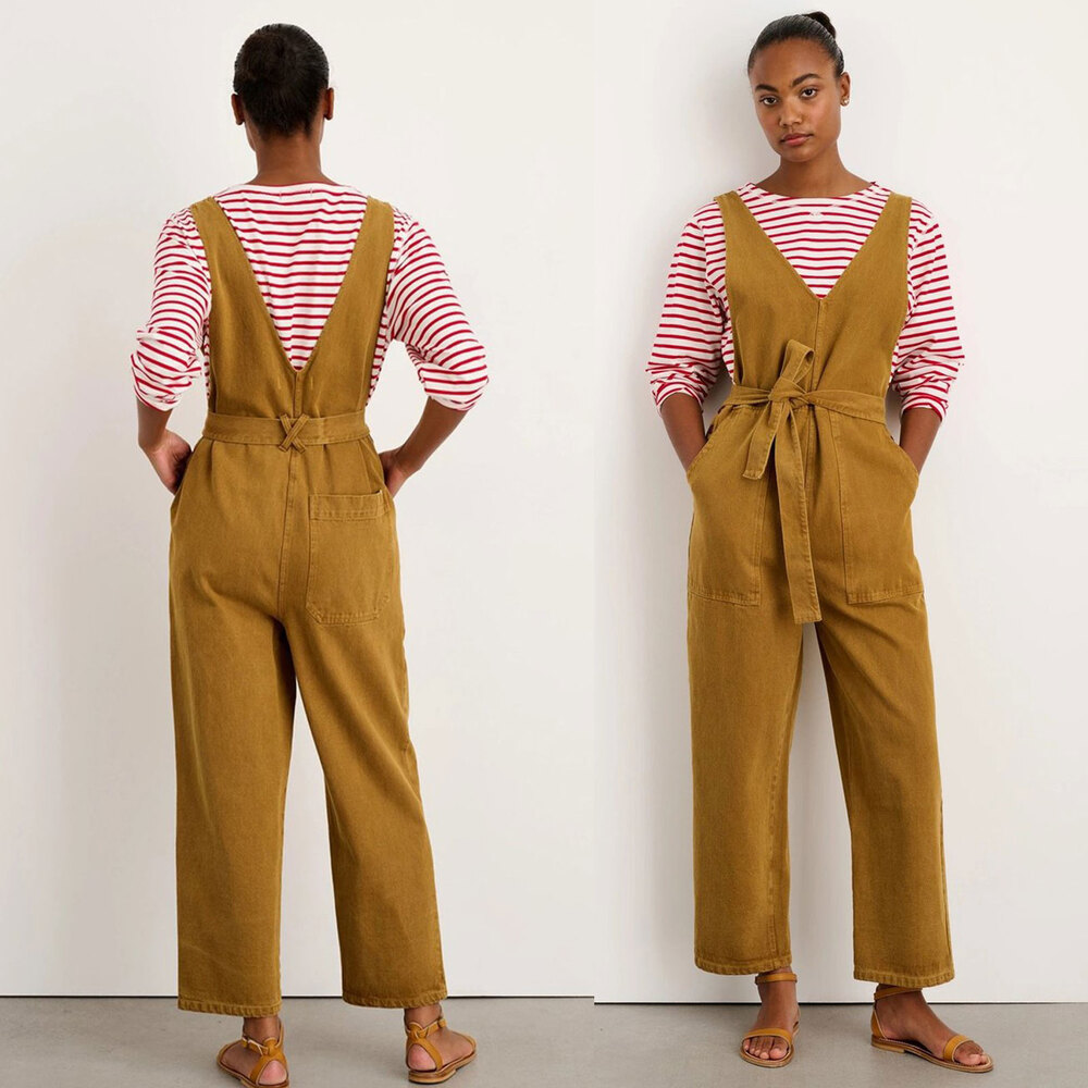 Alex Mill Ollie Wide Leg Overall Jumpsuit Golden Khaki XS 100% Cotton Utility